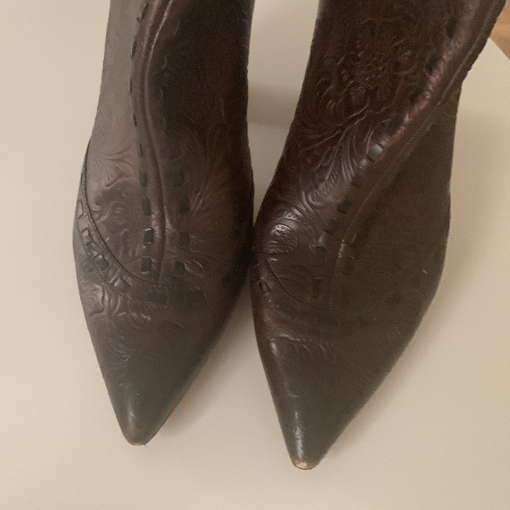 SANTONI Tooled Embossed Leather BOOTS